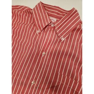 Brooks Brothers Makers Shirt‎ Men's 16.5 Pink Striped Button Down Short Sleeve